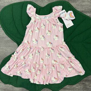 Posh Peanut Hello Kitty Bamboo Toddler 3T 4T Pastel Pink Tiered Ruffle Dress